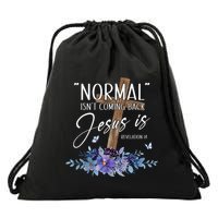 Normal Isn't Coming Back But Jesus Is Revelation 14 Flower Drawstring Bag