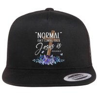 Normal Isn't Coming Back But Jesus Is Revelation 14 Flower Flat Bill Trucker Hat