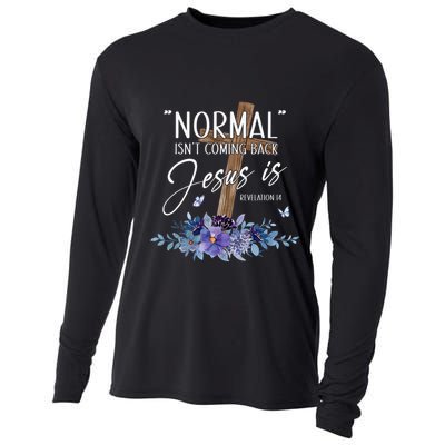 Normal Isn't Coming Back But Jesus Is Revelation 14 Flower Cooling Performance Long Sleeve Crew
