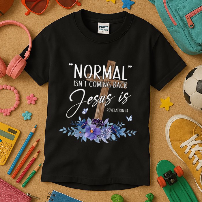 Normal Isn't Coming Back But Jesus Is Revelation 14 Flower Kids T-Shirt