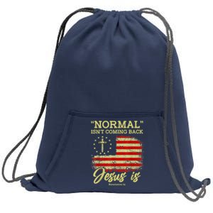 Normal Isn't Coming Back Jesus Is Revelation 14 Christian Sweatshirt Cinch Pack Bag