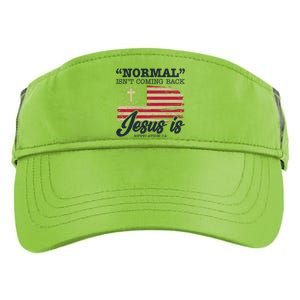 Normal Isn't Coming Back Jesus Is Distressed USA Flag Adult Drive Performance Visor