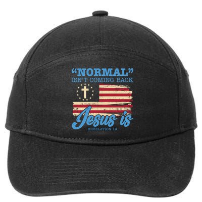 Normal Isn't Coming Back Jesus Is Distressed USA Flag 7-Panel Snapback Hat