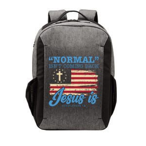 Normal Isn't Coming Back Jesus Is Distressed USA Flag Vector Backpack