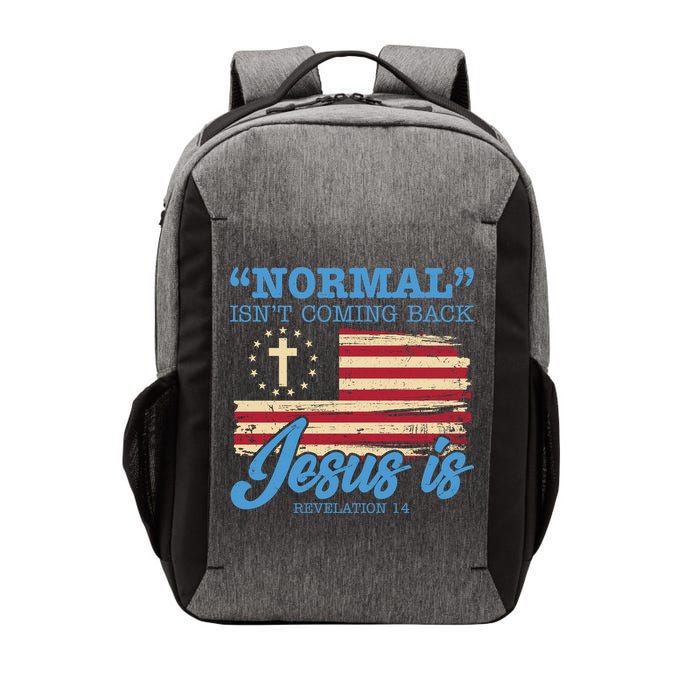 Normal Isn't Coming Back Jesus Is Distressed USA Flag Vector Backpack