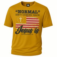 Normal Isn't Coming Back Jesus Is Distressed USA Flag Performance Shirt