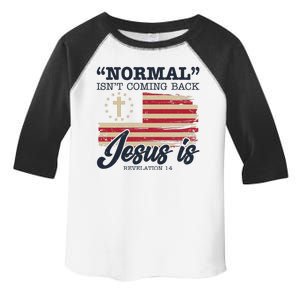 Normal Isn't Coming Back Jesus Is Distressed USA Flag Toddler Fine Jersey T-Shirt