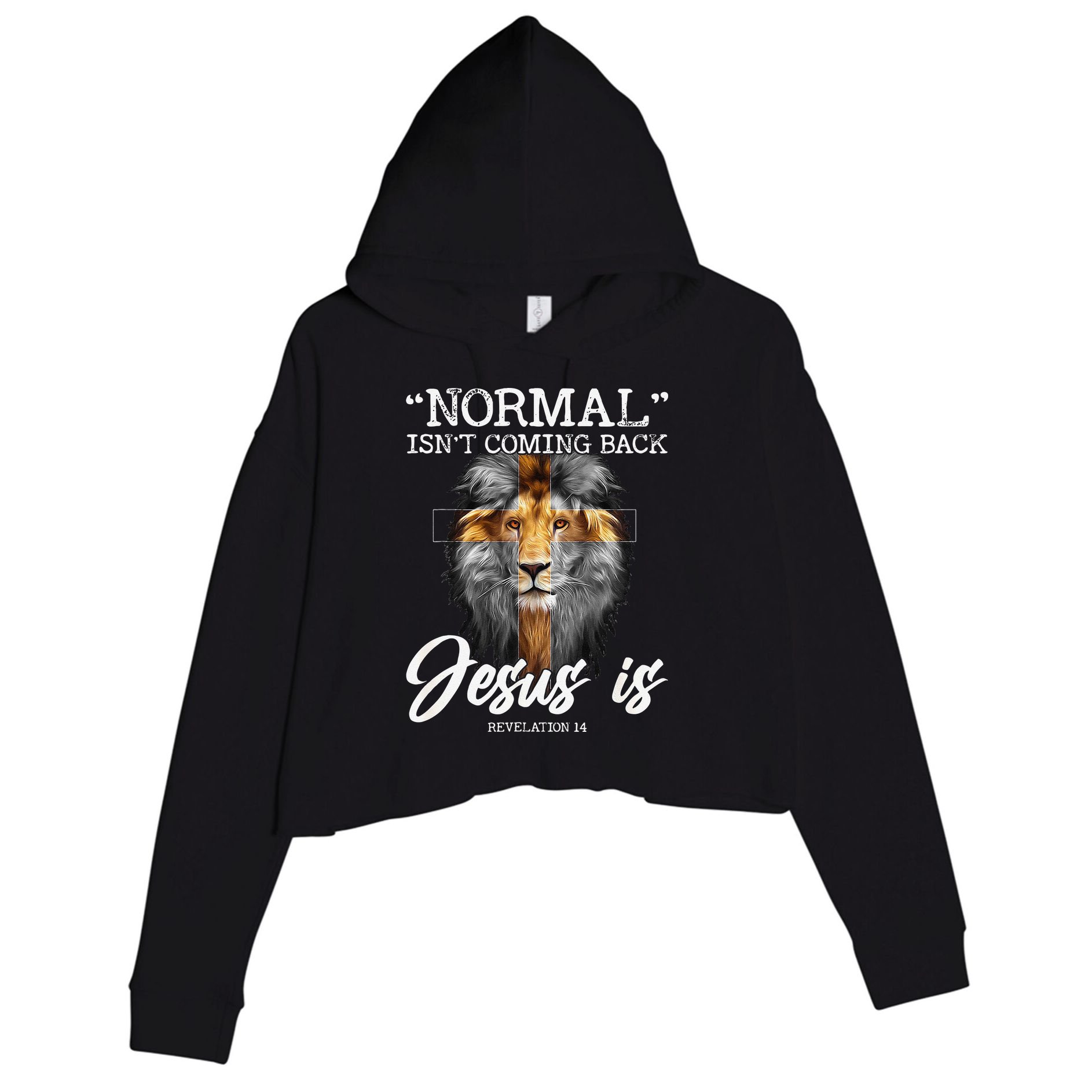 Normal Isnt Coming Back But Jesus Is Cross Christian Crop Fleece Hoodie