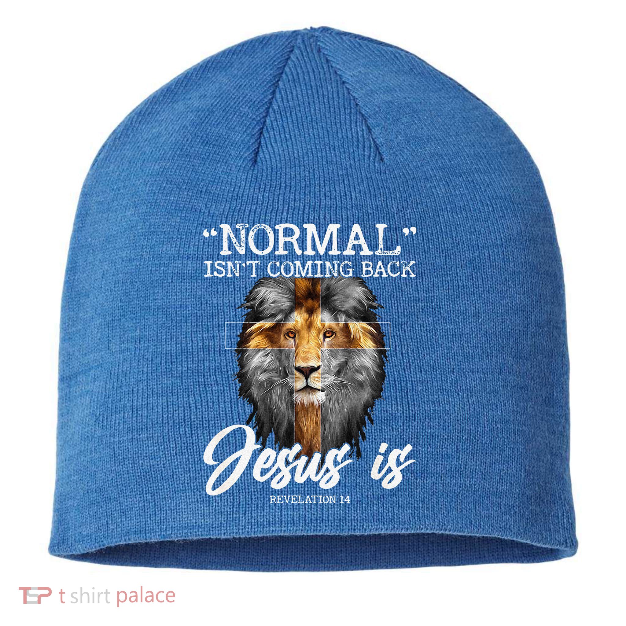 Normal Isnt Coming Back But Jesus Is Cross Christian Sustainable Beanie