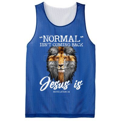 Normal Isnt Coming Back But Jesus Is Cross Christian Mesh Reversible Basketball Jersey Tank
