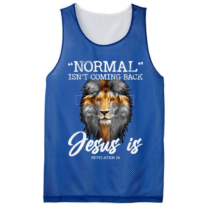 Normal Isnt Coming Back But Jesus Is Cross Christian Mesh Reversible Basketball Jersey Tank