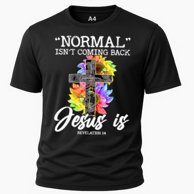 Normal Isn't Coming Back But Jesus Is Faith Sunflower Cooling Performance Crew T-Shirt
