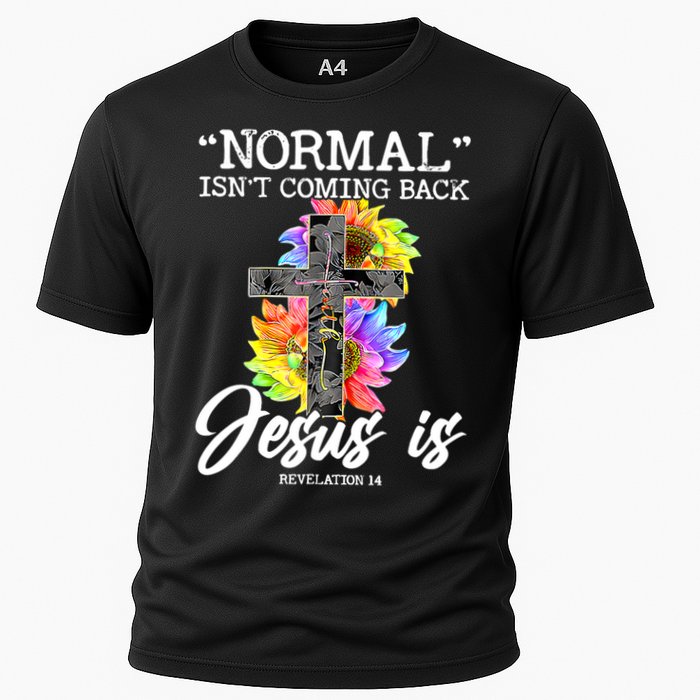 Normal Isn't Coming Back But Jesus Is Faith Sunflower Cooling Performance Crew T-Shirt
