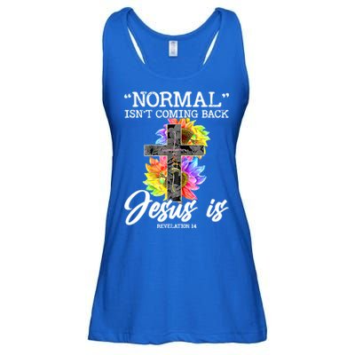 Normal Isn't Coming Back But Jesus Is Faith Sunflower Ladies Essential Flowy Tank