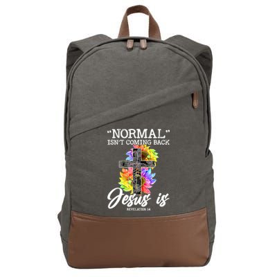 Normal Isn't Coming Back But Jesus Is Faith Sunflower Cotton Canvas Backpack