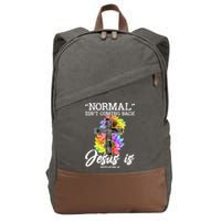 Normal Isn't Coming Back But Jesus Is Faith Sunflower Cotton Canvas Backpack