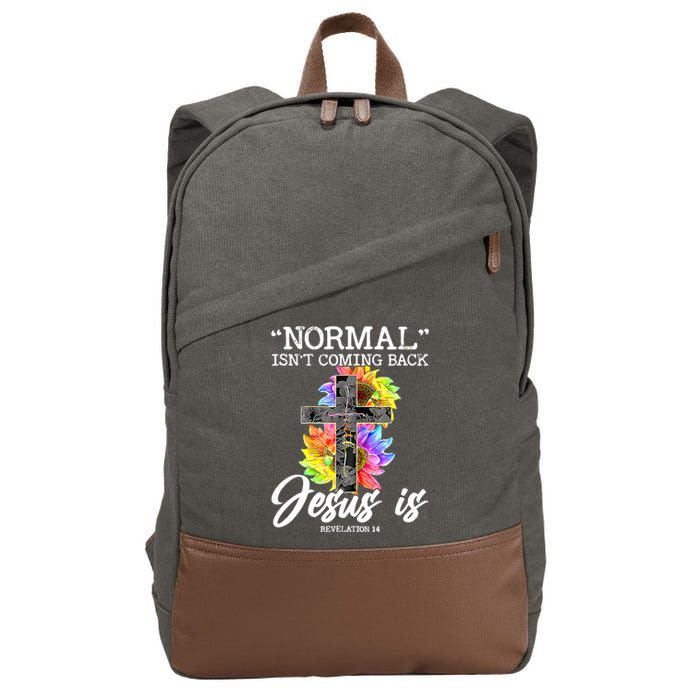 Normal Isn't Coming Back But Jesus Is Faith Sunflower Cotton Canvas Backpack