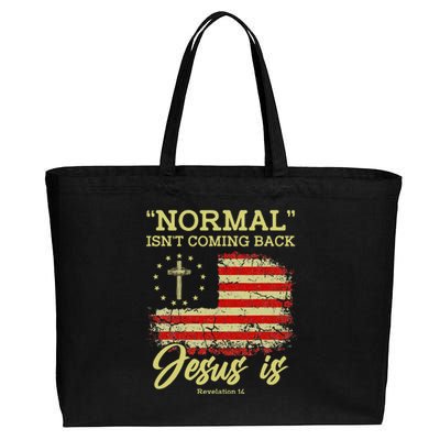 Normal Isn't Coming Back Jesus Is Revelation 14 Christian Cotton Canvas Jumbo Tote