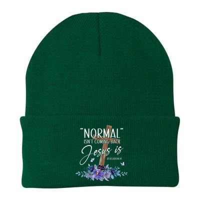 Normal Isnt Coming Back But Jesus Is Revelation 14 Flower Knit Cap Winter Beanie