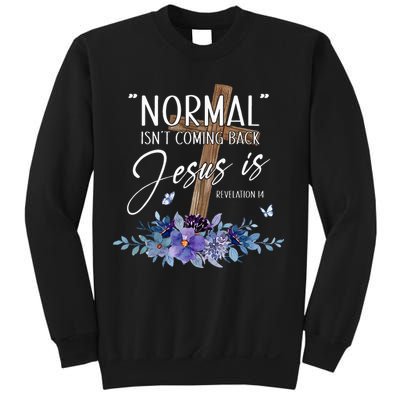 Normal Isnt Coming Back But Jesus Is Revelation 14 Flower Sweatshirt