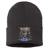 Normal Isnt Coming Back But Jesus Is Revelation 14 Flower Sustainable Knit Beanie