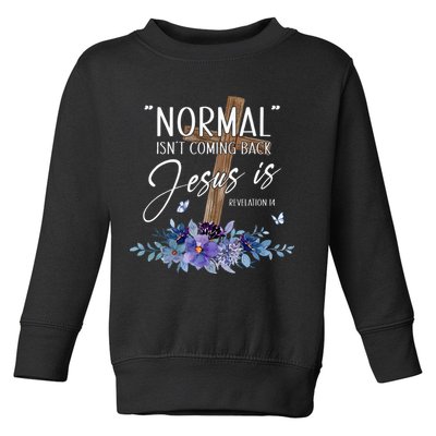 Normal Isnt Coming Back But Jesus Is Revelation 14 Flower Toddler Sweatshirt