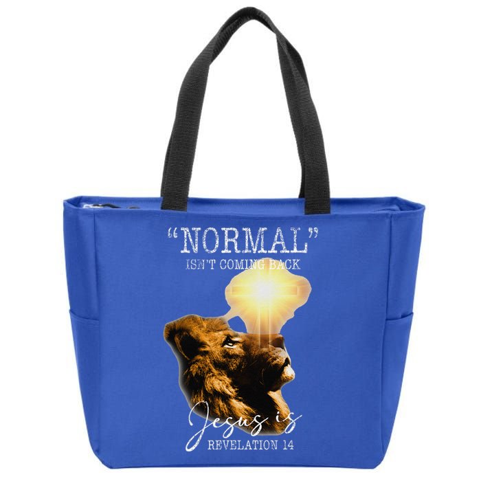 Normal Isnt Coming Back But Jesus Is Cross Christian Easter Zip Tote Bag