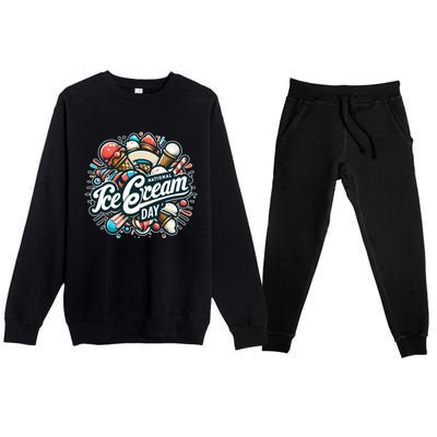 National Ice Cream Day Gift Premium Crewneck Sweatsuit Set