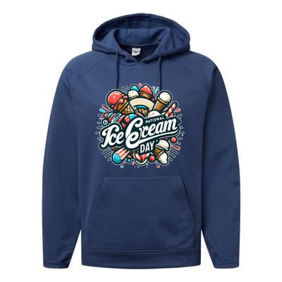 National Ice Cream Day Gift Performance Fleece Hoodie