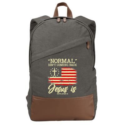 Normal Isn't Coming Back But Jesus Is Revelation 14 Costume Cotton Canvas Backpack