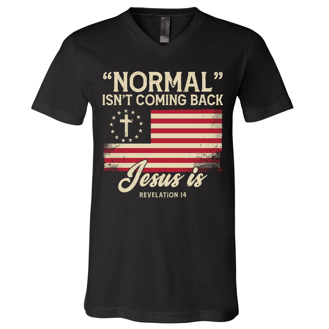 Normal Isnt Coming Back Jesus Is Christian V-Neck T-Shirt