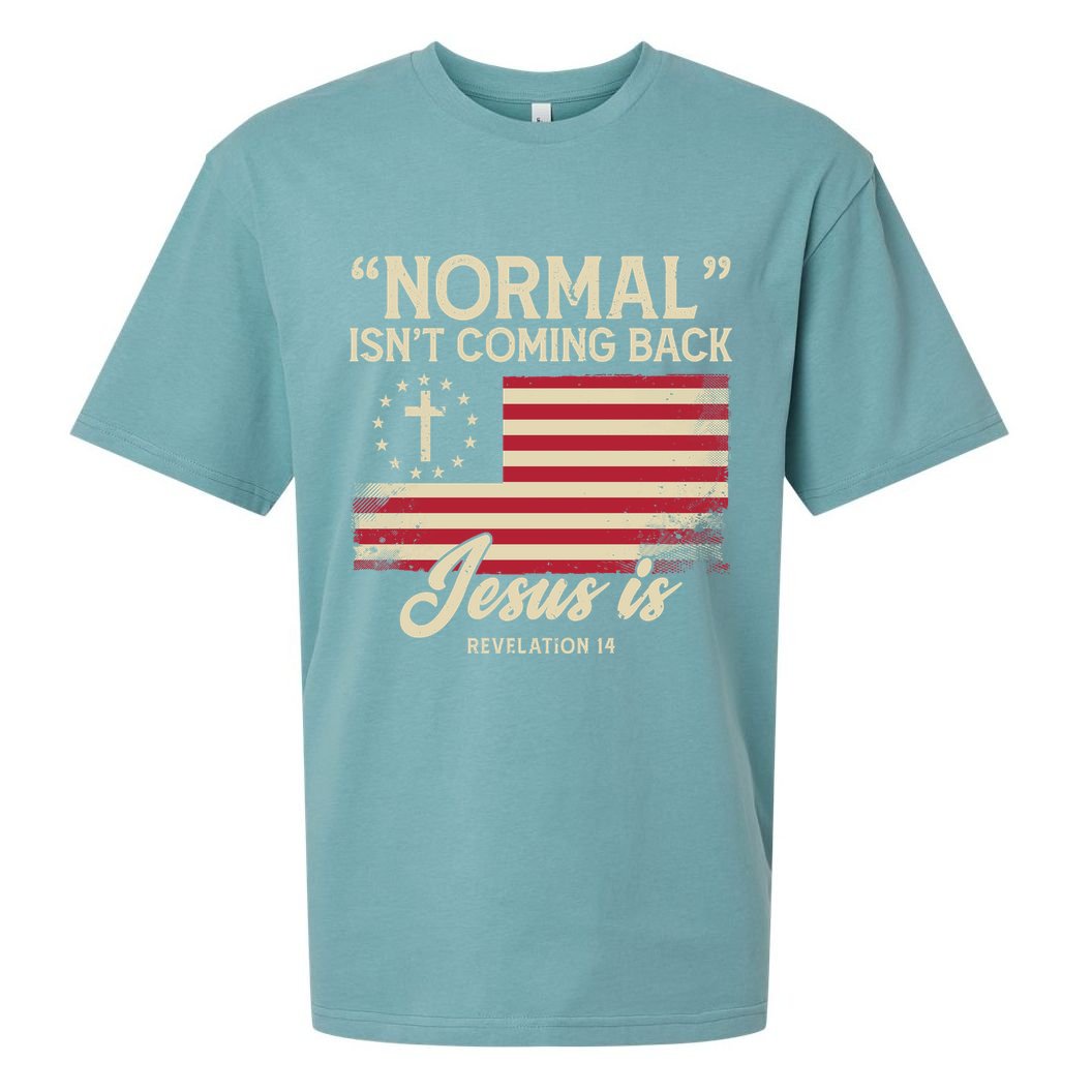 Normal Isnt Coming Back Jesus Is Christian Sueded Cloud Jersey T-Shirt