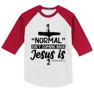 Normal Isn't Coming Back Jesus Is Kids Colorblock Raglan Jersey