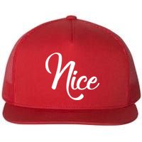 Nice Christmas Couples Naughty and Nice Flat Bill Trucker Hat