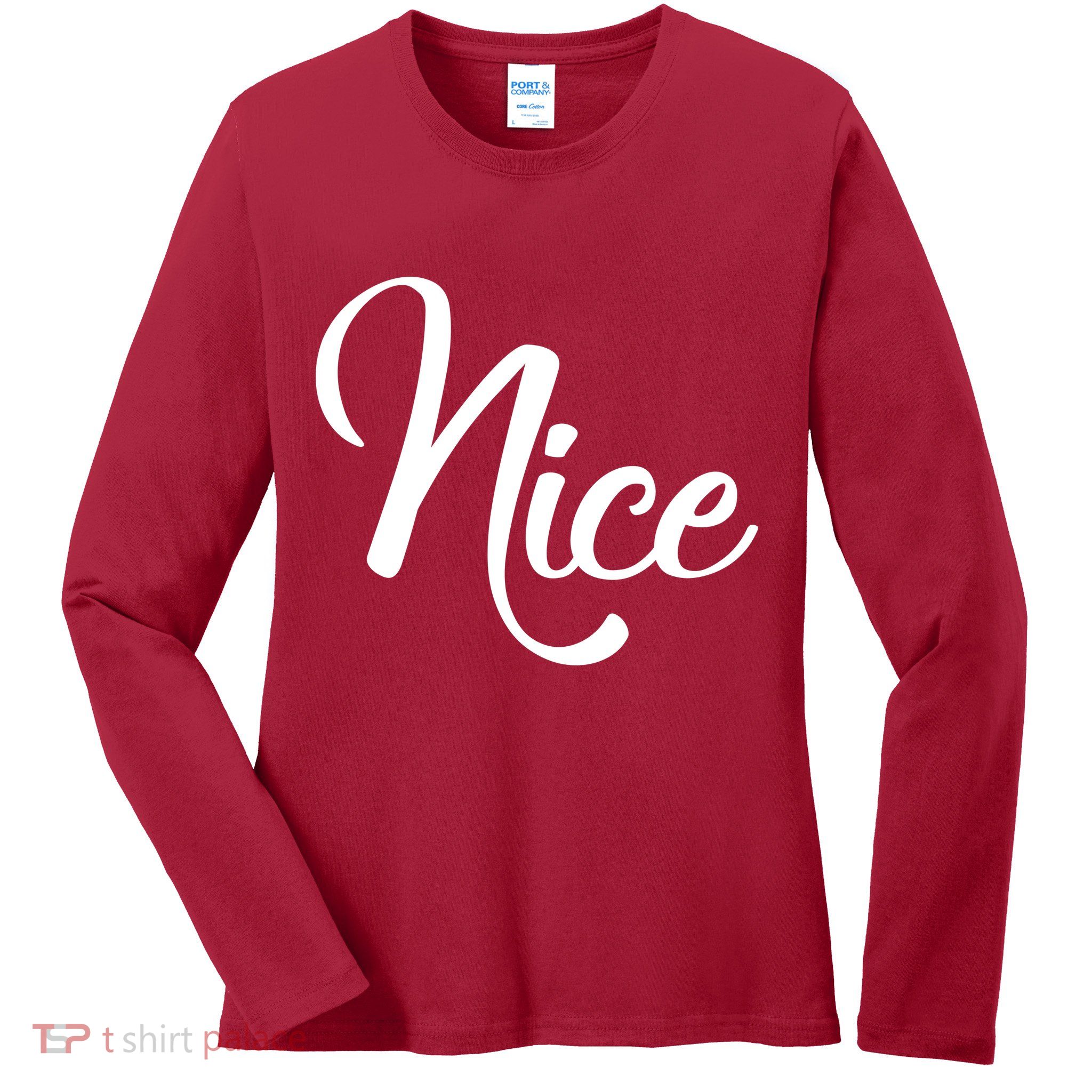 Nice Christmas Couples Naughty and Nice Ladies Long Sleeve Shirt