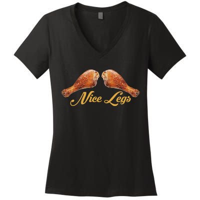 Nice Legs Funny Thanksgiving Turkey Women's V-Neck T-Shirt