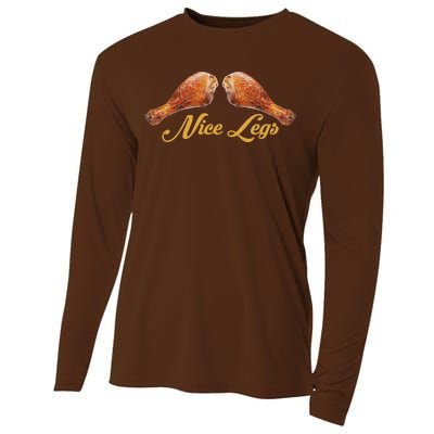 Nice Legs Funny Thanksgiving Turkey Cooling Performance Long Sleeve Crew