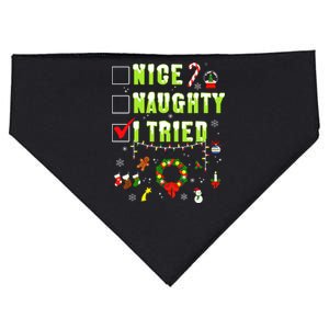 Nice Naughty I Tried Funny Christmas Checklist  USA-Made Doggie Bandana