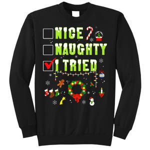 Nice Naughty I Tried Funny Christmas Checklist  Sweatshirt