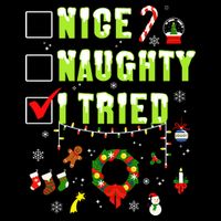 Nice Naughty I Tried Funny Christmas Checklist  T-Shirt