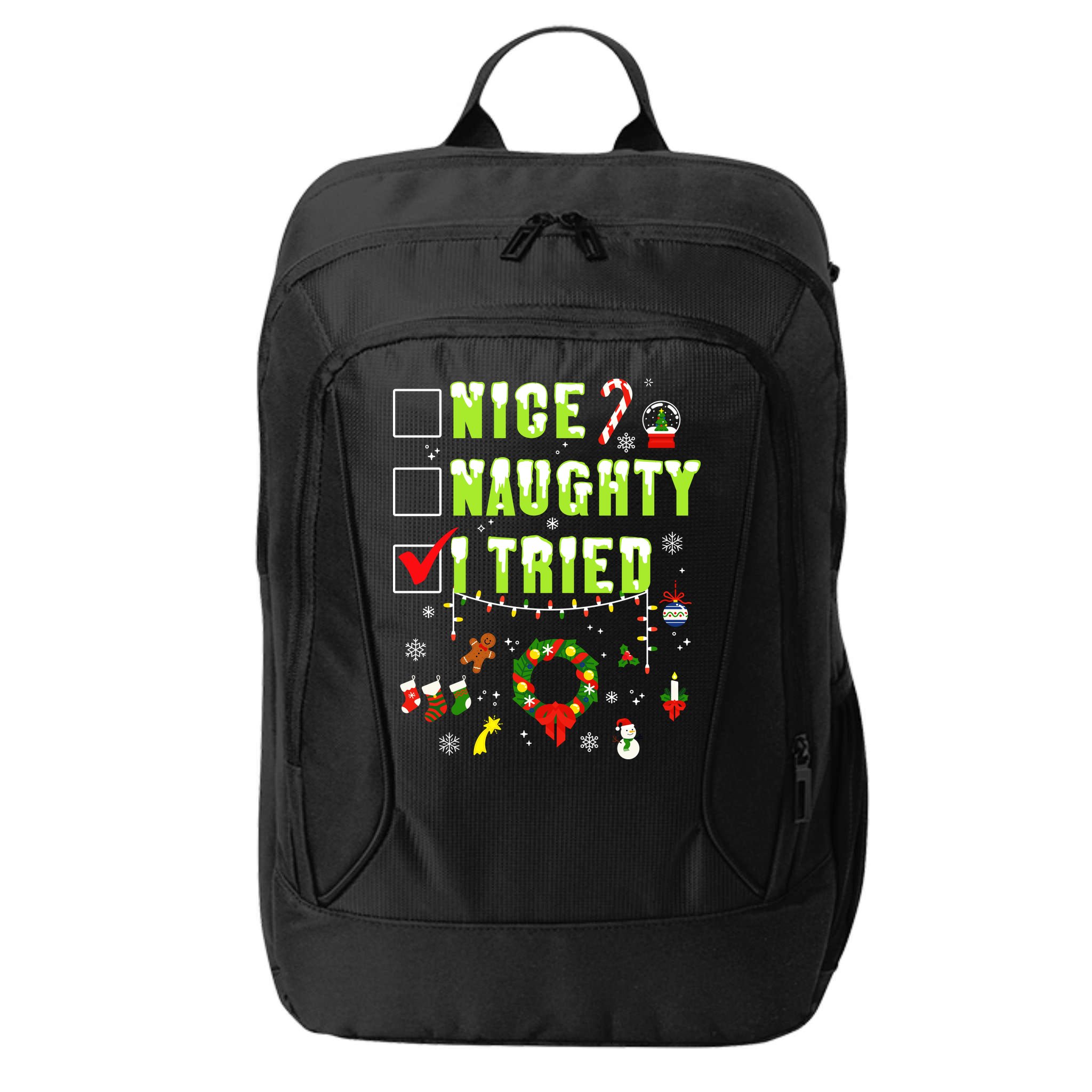 Nice Naughty I Tried Funny Christmas Checklist  City Backpack