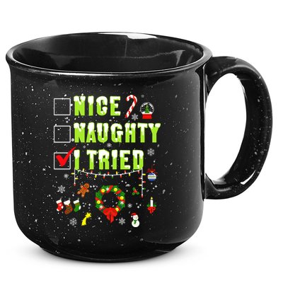 Nice Naughty I Tried Funny Christmas Checklist  15oz Campfire Ceramic Mug