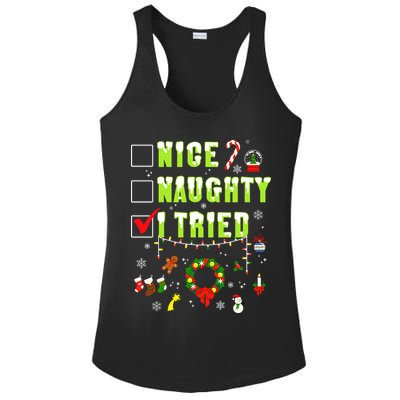 Nice Naughty I Tried Funny Christmas Checklist  Ladies PosiCharge Competitor Racerback Tank
