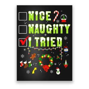 Nice Naughty I Tried Funny Christmas Checklist  Poster