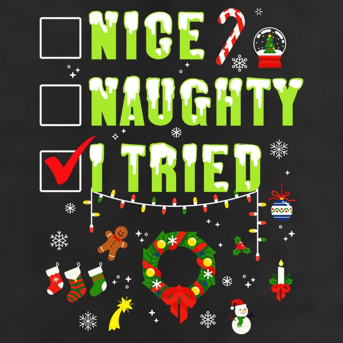 Nice Naughty I Tried Funny Christmas Checklist  25L Jumbo Tote