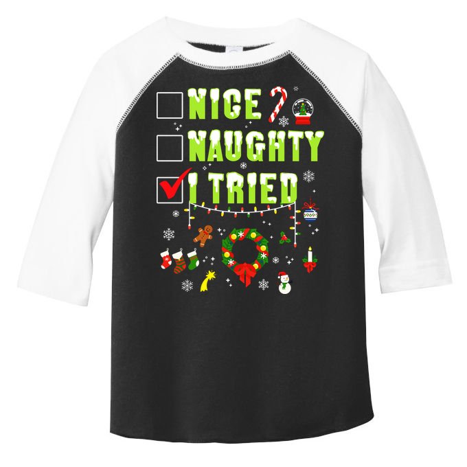 Nice Naughty I Tried Funny Christmas Checklist  Toddler Fine Jersey T-Shirt