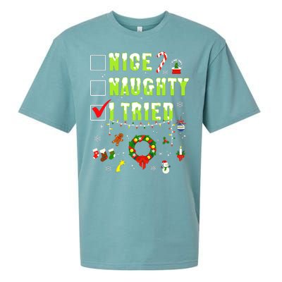 Nice Naughty I Tried Funny Christmas Checklist  Sueded Cloud Jersey T-Shirt