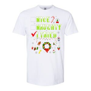 Nice Naughty I Tried Funny Christmas Checklist  Softstyle CVC T-Shirt