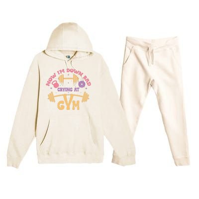 Now IM Down Bad Crying At The Gym Premium Hooded Sweatsuit Set