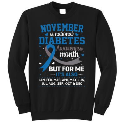 November Is Diabetes Awareness Month Blue And Gray Ribbon Sweatshirt